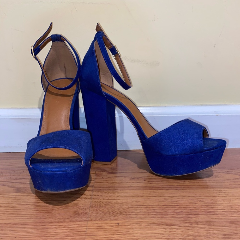 Royal Blue heels with platform front